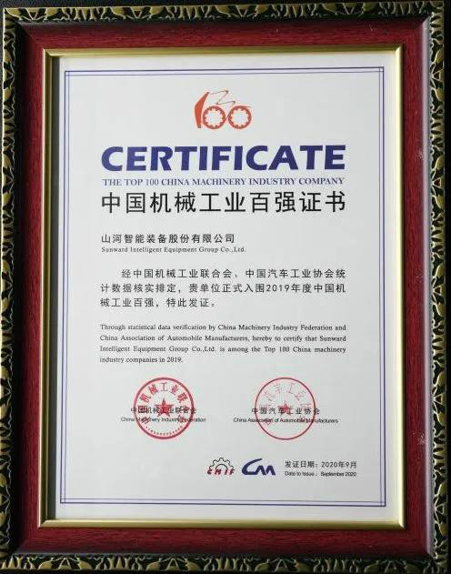 2019年中国机械工业百强颁布，不朽情缘-官方网站智能排名52位
